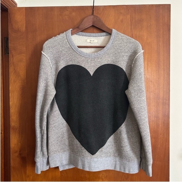 Madewell Tops - Madewell Hannah Heart French Terry Sweatshirt, Size Small, Grey